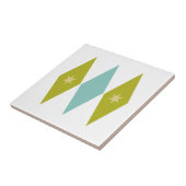 Aqua Blue Green Yellow Diamonds Stars Mid Century タイル (側面)