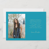 Aqua Blue Hand Written Thank You Multi Photo 案内状 (裏面)