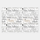 Aqua Blue Happy Birthday   ラッピングペーパーシート (正面2)