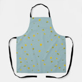 Aqua Blue Japanese Dandelion Floral Pattern エプロン (正面)