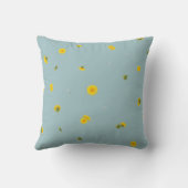 Aqua Blue Japanese Dandelion Floral Pattern クッション (裏面)