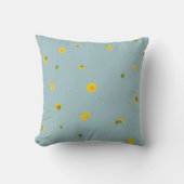 Aqua Blue Japanese Dandelion Floral Pattern クッション (正面)