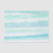 Aqua Blue Mint White Watercolor Stripes II 薄葉紙 (正面)