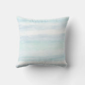 Aqua Blue Mint White Watercolor Stripes Ombre クッション (裏面)