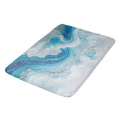 Aqua Blue Pearl Marble Elegant Ocean Wave Fluid バスマット (アングル)