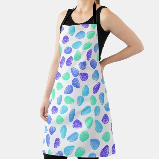 AQUA BLUE PURPLE WATERCOLOR EASTER EGGS エプロン (インサイチュ)