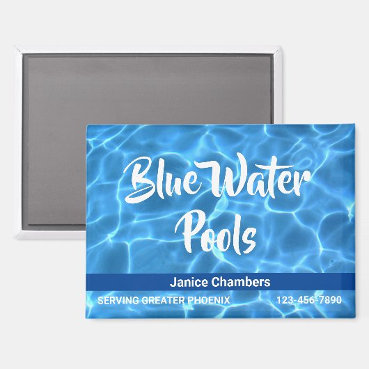 Aqua Blue Swimming Pool Cleaning Service マグネット (正面/裏面)