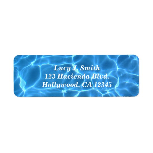 Aqua Blue Swimming Pool Photo Bold Script ラベル (正面)