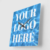 Aqua Blue Swimming Pool Photo for Your Logo スクエア壁時計 (傾斜)