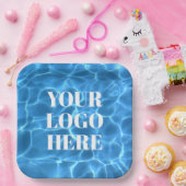 Aqua Blue Swimming Pool Photo for Your Logo ペーパープレート (パーティー)