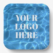 Aqua Blue Swimming Pool Photo for Your Logo ペーパープレート (正面)