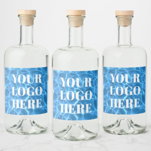 Aqua Blue Swimming Pool Photo for Your Logo リキュールボトルラベル (ボトル)