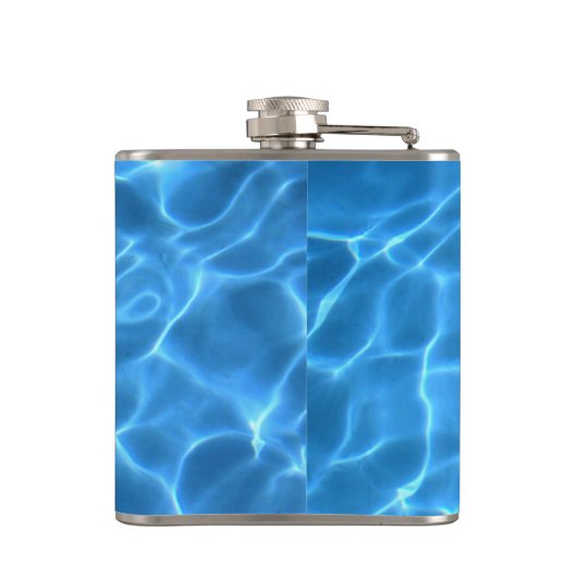 Aqua Blue Swimming Pool Photo Logo フラスク (裏面)