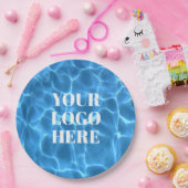 Aqua Blue Swimming Pool Photo Logo ペーパープレート (パーティー)