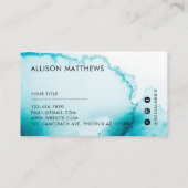 Aqua Blue Watercolor Background 予約カード (裏面)