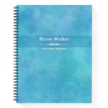 Aqua Blue Watercolor Personalized Notebook