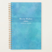 Aqua Blue Watercolor Personalized Planner プランナー手帳 (正面)