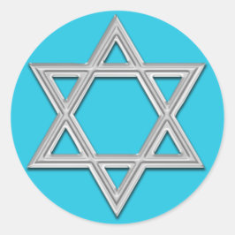 Aqua Blue with Silver Star of Davidバルミツワー ラウンドシール