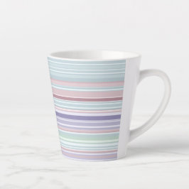 Aqua, Blush and Lavender Stripes カフェラテマグ
