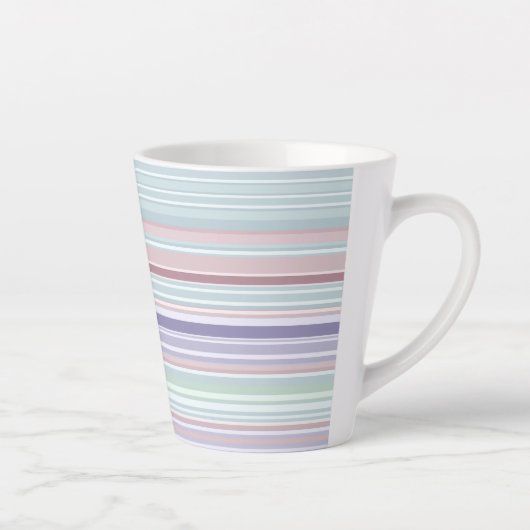 Aqua, Blush and Lavender Stripes カフェラテマグ (右)