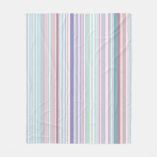 Aqua, Blush and Lavender Stripes フリースブランケット (正面)