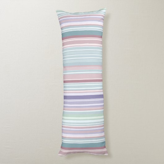 Aqua, Blush and Lavender Stripes ボディピロー (裏面 (縦))