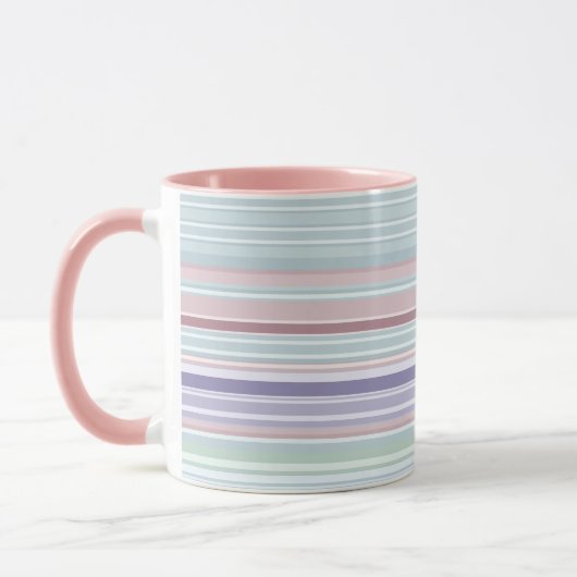 Aqua, Blush and Lavender Stripes マグカップ (左)