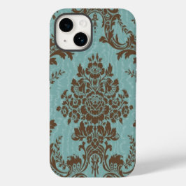 Aqua brown damask Case-Mate iPhoneケース iPhone 15ケース