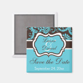 Aqua、Brown、White Damask日付磁石を保存 マグネット (正面/裏面)