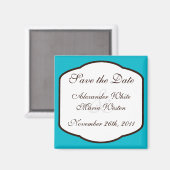 Aqua Brown & White Save the Date Magnet マグネット (正面/裏面)