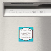 Aqua Brown & White Save the Date Magnet マグネット (インサイチュ (食洗機))