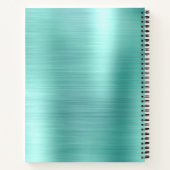 Aqua Brushed Metal Monogram Recipe Book ノートブック (裏面)