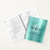 Aqua Brushed Metal Monogram Recipe Book ノートブック (内部)