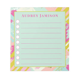 Aqua、Chartreuse、およびPink抽象芸術のTo-Doリスト ノートパッド