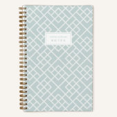 Aqua | Coastal Bamboo Trellis Personalized ノートブック (正面)