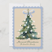 Aqua Coquette Ornate Rococo Bow Christmas tree シーズンカード (正面)