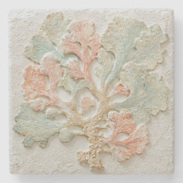 Aqua Coral Coastal Branch Art ストーンコースター