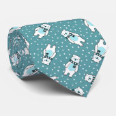 Aqua cute snow polar bear pattern ネクタイ (ロール)