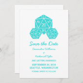 Aqua D20サイコロ日付の保存招待状 招待状 (正面/裏面)