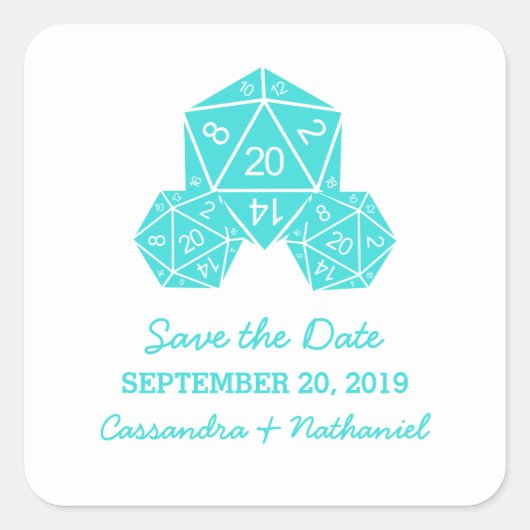 Aqua D20サイコロ日付ステッカーの保存 スクエアシール (正面)