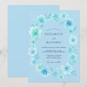 Aqua Dreamy Blossom Wedding 招待状 (正面/裏面)