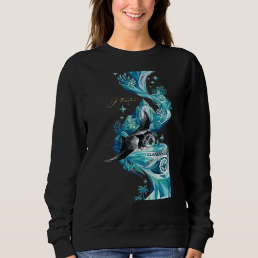 “Aqua Elegance – Manta Ray Flow Sweatshirt” スウェットシャツ (正面)