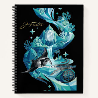 “Aqua Elegance – Manta Ray Luxury Black Notebook” ノートブック