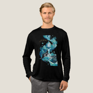 “Aqua Elegance – Manta Ray Tri-Blend Long Sleeve S トライブレンドＴシャツ