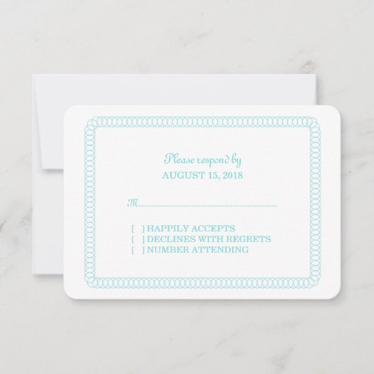 Aqua Encircled Rounded Response Card 出欠カード (正面)