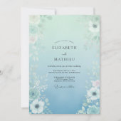 Aqua Ethereal Botanical Wedding 招待状 (正面)