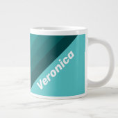 Aqua Fade Stripes with Name ジャンボコーヒーマグカップ (右)