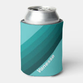 Aqua Fade Stripes with Name 缶クーラー (缶正面)