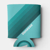 Aqua Fade Stripes with Name 缶クーラー (裏面)