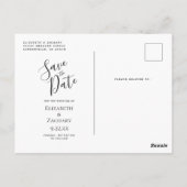 Aqua Floral Silver Geo Frame Black Save the Date ポストカード (裏面)